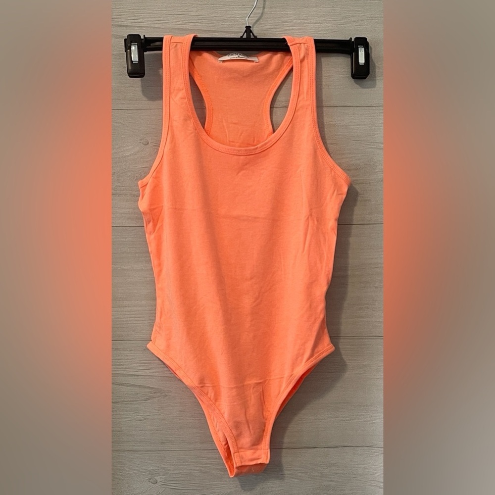 Zenana Women's NEON CORAL Racerback Bodysuit